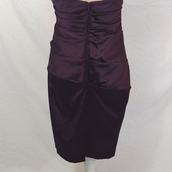 David's Bridal Purple Satin Ruched Strapless Formal Mini Dress Size 8 - Picture 11 of 15